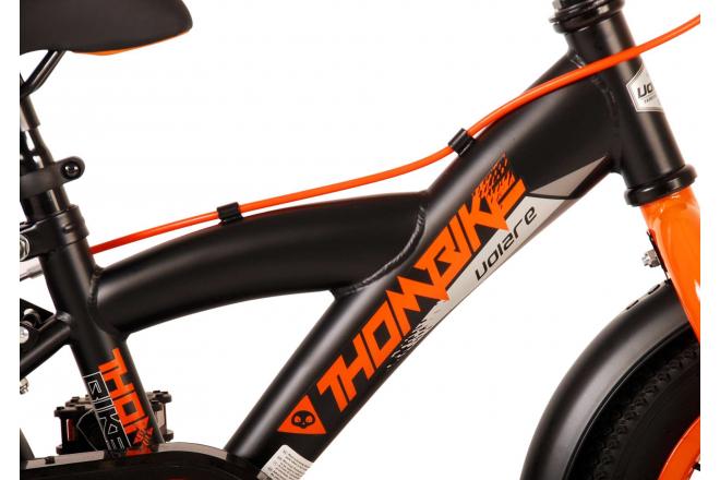 Volare Thombike Vélo pour enfants - Garçons - 12 pouces - Noir Orange - Freins à deux mains