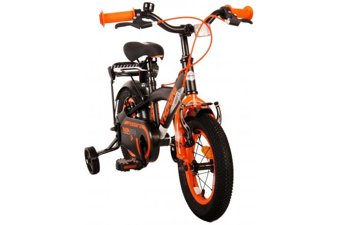 Volare Thombike Vélo pour enfants - Garçons - 12 pouces - Noir Orange - Freins à deux mains