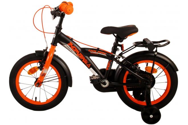 Volare Thombike Vélo pour enfants - Garçons - 14 pouces - Noir Orange - Freins à deux mains