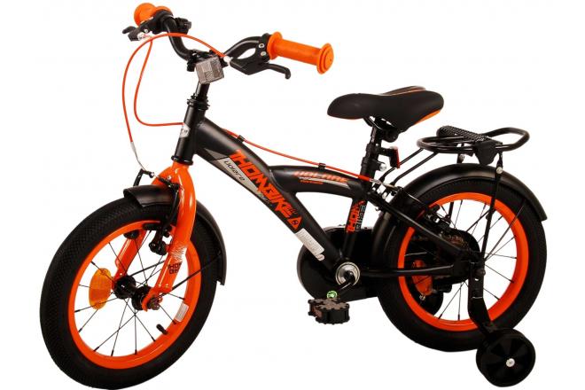 Volare Thombike Vélo pour enfants - Garçons - 14 pouces - Noir Orange - Freins à deux mains