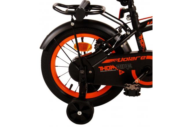 Volare Thombike Vélo pour enfants - Garçons - 14 pouces - Noir Orange - Freins à deux mains