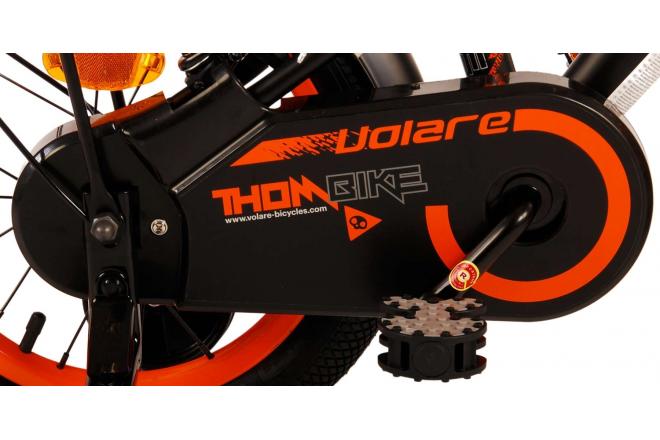 Volare Thombike Vélo pour enfants - Garçons - 14 pouces - Noir Orange - Freins à deux mains