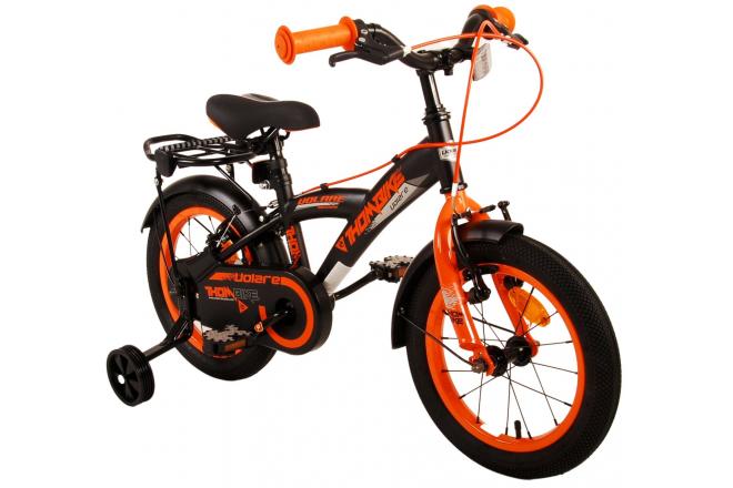 Volare Thombike Vélo pour enfants - Garçons - 14 pouces - Noir Orange - Freins à deux mains