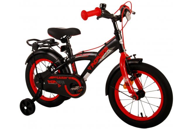 Volare Thombike Vélo pour enfants - Garçons - 14 pouces - Noir Rouge - Freins à deux mains