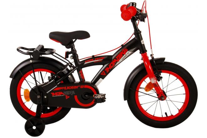 Volare Thombike Vélo pour enfants - Garçons - 14 pouces - Noir Rouge - Freins à deux mains