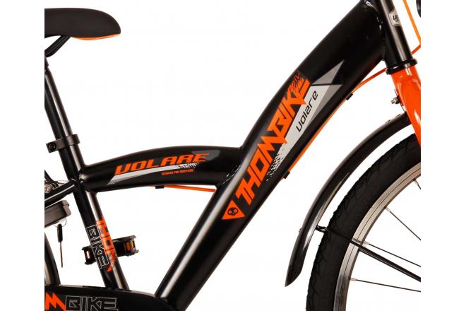 Volare Thombike Vélo pour enfants - Garçons - 24 pouces - Noir Orange - Freins à deux mains