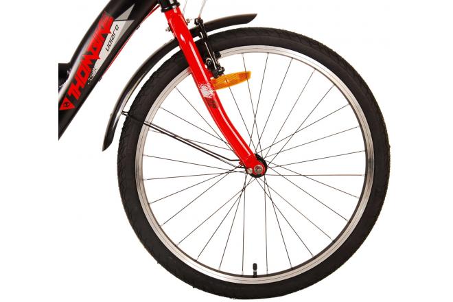 Volare Thombike Vélo pour enfants - Garçons - 24 pouces - Noir Rouge - Freins à deux mains