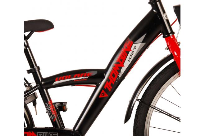 Volare Thombike Vélo pour enfants - Garçons - 24 pouces - Noir Rouge - Freins à deux mains