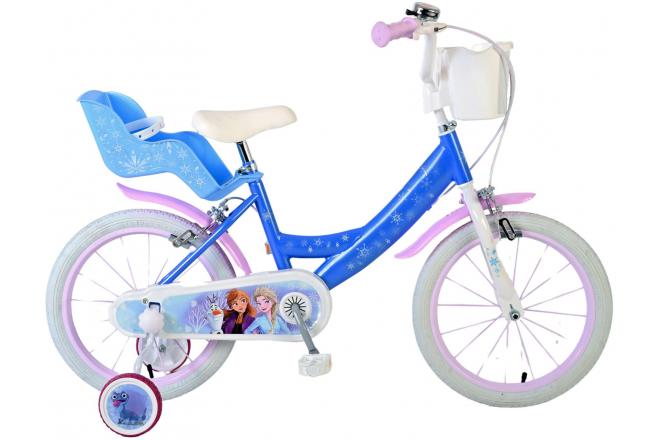 Vélo enfant Frozen - Filles - 16 pouces - Bleu - Freins à deux mains