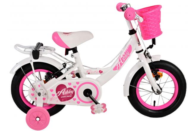 Volare Ashley Vélo pour enfants - Filles - 12 pouces - Blanc - Freins à deux mains