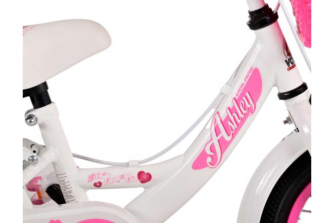 Volare Ashley Vélo pour enfants - Filles - 12 pouces - Blanc - Freins à deux mains