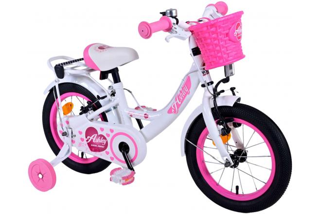 Vélo pour enfants Volare Ashley - Filles - 14 pouces - Blanc - Freins à deux mains