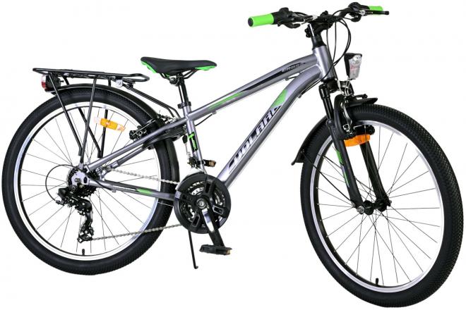 Vélo enfant Volare Cross - Garçons - 24 pouces - gris foncé - 18 vitesses