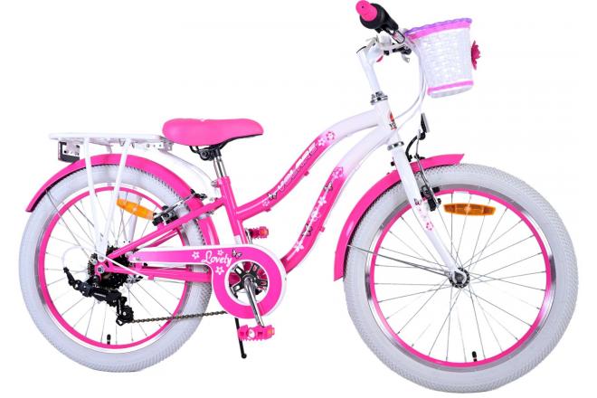 Vélo enfant Volare Lovely - Filles - 20 pouces - Rose - 6 vitesses