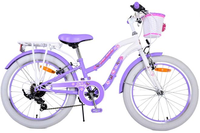 Vélo enfant Volare Lovely - Filles - 20 pouces - Violet - 6 vitesses