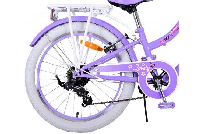 Vélo enfant Volare Lovely - Filles - 20 pouces - Violet - 6 vitesses