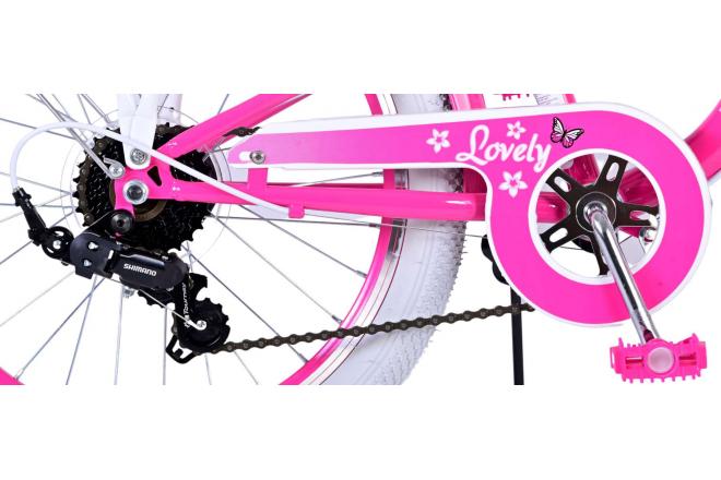 Vélo enfant Volare Lovely - Filles - 20 pouces - Rose - 6 vitesses