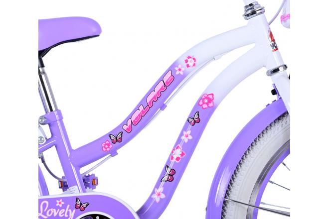 Volare Lovely Vélo enfant - Filles - 20 pouces - Violet - Freins à deux mains