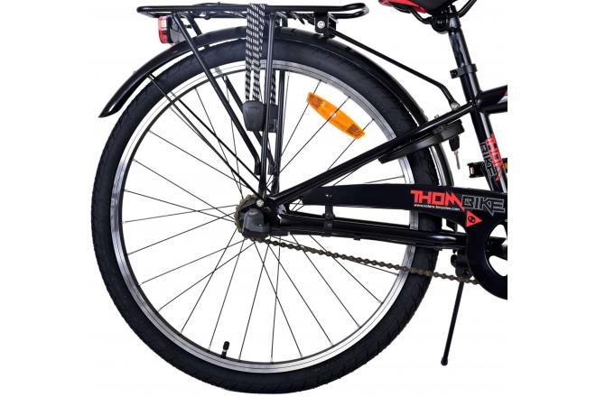 Volare Thombike Vélo enfant - Garçons - 24 pouces - Noir Rouge - 3 vitesses