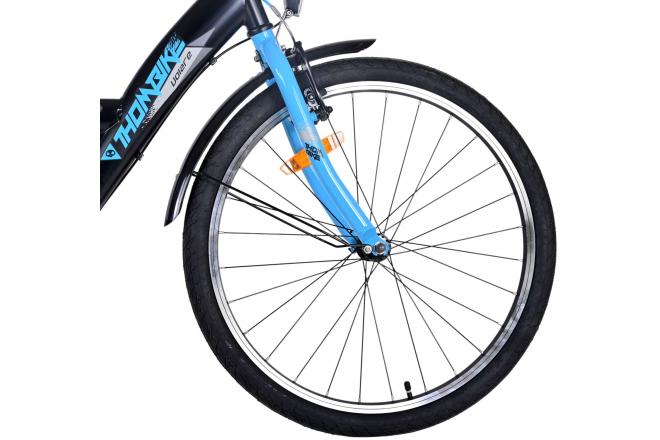 Volare Thombike Vélo enfant - Garçons - 24 pouces - Noir Bleu - 3 vitesses