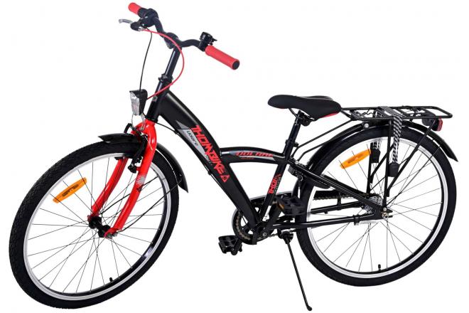 Volare Thombike Vélo enfant - Garçons - 24 pouces - Noir Rouge - 3 vitesses