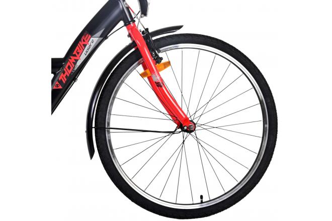 Volare Thombike Vélo enfant - Garçons - 26 pouces - Noir Rouge - 3 vitesses