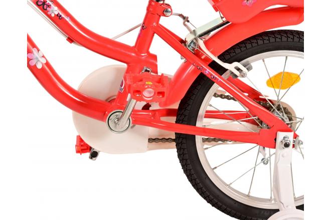 Vélo d'enfant Volare Lovely - Filles - 16 pouces - Rouge Blanc - Deux freins à main