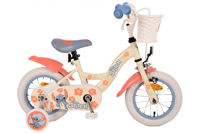 Vélo enfant Disney Stitch - Filles - 12 pouces - Crème Bleu Corail