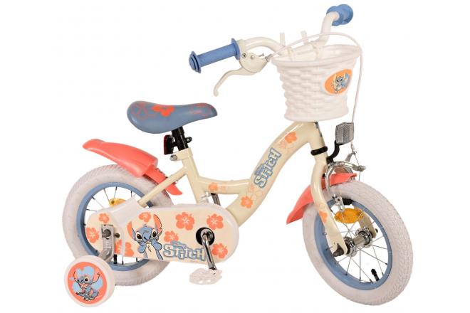 Vélo enfant Disney Stitch - Filles - 12 pouces - Crème Bleu Corail