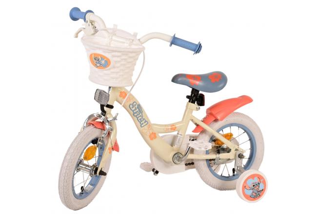 Vélo enfant Disney Stitch - Filles - 12 pouces - Crème Bleu Corail