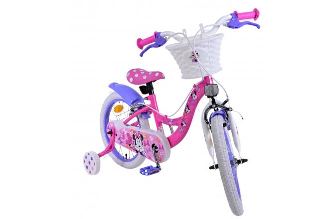 Vélo enfant Disney Minnie - Filles - 16 pouces - Rose - Freins à deux mains