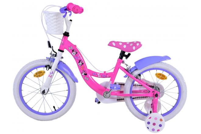 Vélo enfant Disney Minnie - Filles - 16 pouces - Rose - Freins à deux mains