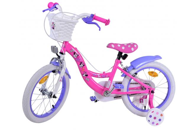 Vélo enfant Disney Minnie - Filles - 16 pouces - Rose - Freins à deux mains