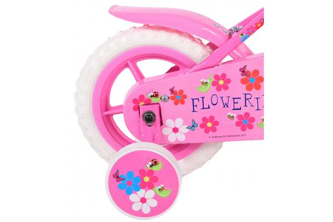 Volare Flowerie Kinderfiets - Meisjes - 10 inch - Roze/Wit