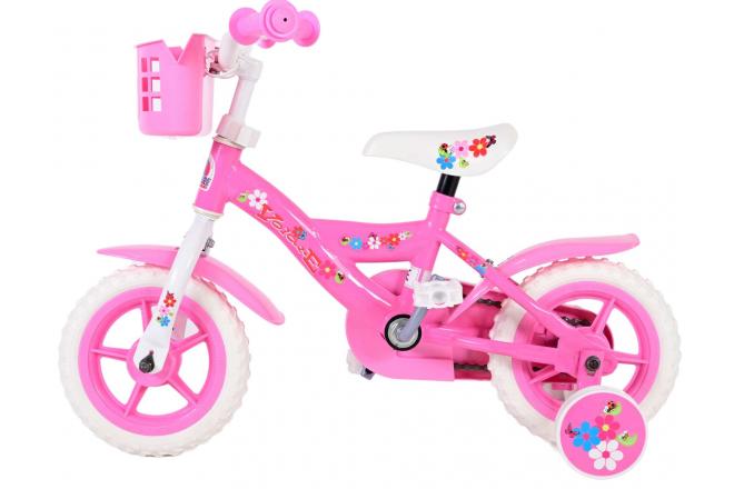 Volare Flowerie Kinderfiets - Meisjes - 10 inch - Roze/Wit