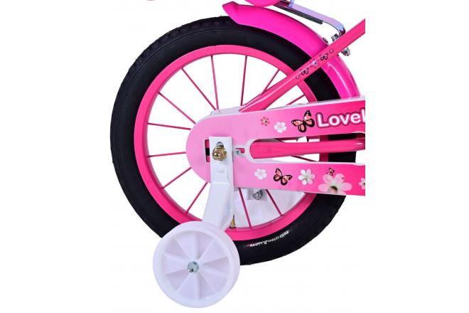Vélo enfant Volare Lovely - Filles - 14 pouces - Rose Blanc