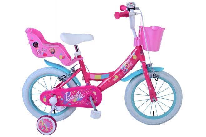Vélo enfant Barbie - Filles - 14 pouces - Rose - Freins à deux mains