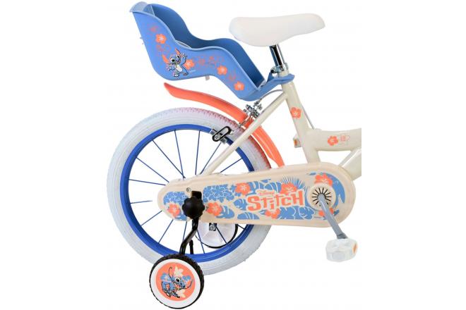 Vélo enfant Disney Stitch - Filles - 16 pouces - Bleu corail crème - Freins à deux mains