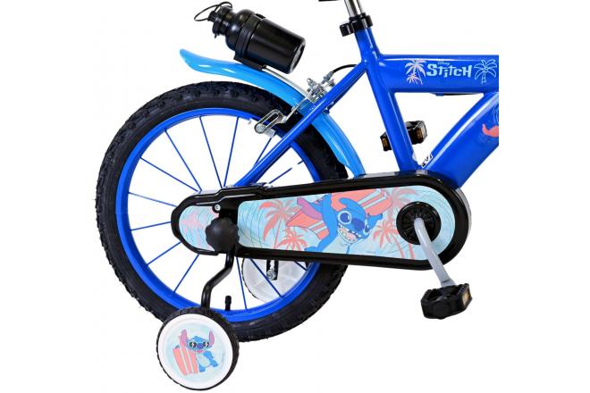 Vélo enfant Disney Stitch - Garçons - 16 pouces - Bleu - Freins à deux mains