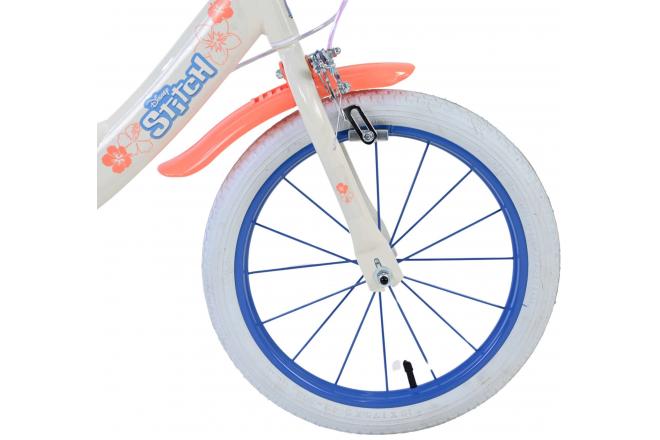 Vélo enfant Disney Stitch - Filles - 16 pouces - Bleu corail crème - Freins à deux mains