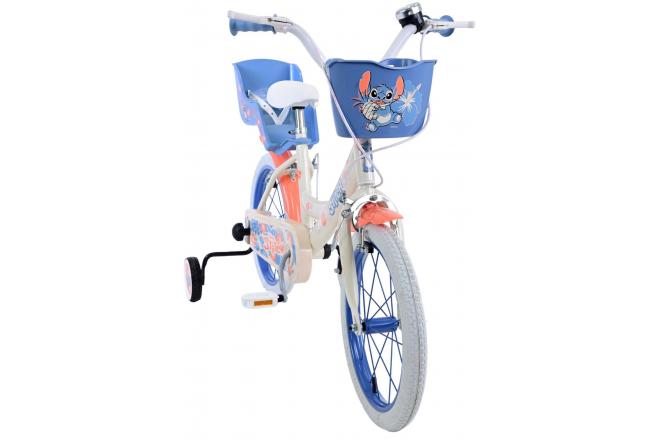 Vélo enfant Disney Stitch - Filles - 16 pouces - Bleu corail crème - Freins à deux mains