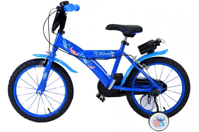 Vélo enfant Disney Stitch - Garçons - 16 pouces - Bleu - Freins à deux mains