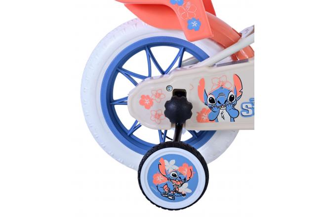 Vélo enfant Disney Stitch - Filles - 12 pouces - Crème - Corail - Bleu