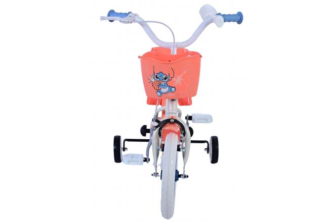 Vélo enfant Disney Stitch - Filles - 12 pouces - Crème - Corail - Bleu