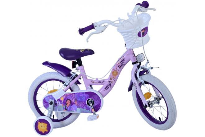 Vélo enfant Disney Wish - Filles - 14 pouces - Violet - Freins à deux mains