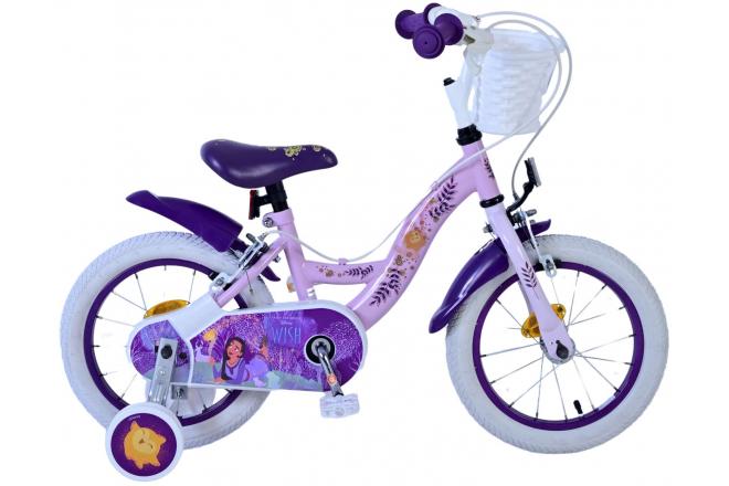 Vélo enfant Disney Wish - Filles - 14 pouces - Violet - Freins à deux mains