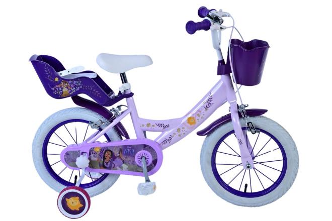 Vélo enfant Disney Wish - Filles - 14 pouces - Violet - Freins à deux mains