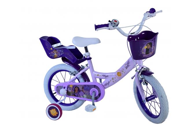 Vélo enfant Disney Wish - Filles - 14 pouces - Violet - Freins à deux mains