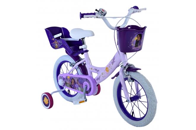 Vélo enfant Disney Wish - Filles - 14 pouces - Violet - Freins à deux mains