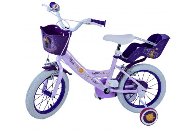 Vélo enfant Disney Wish - Filles - 14 pouces - Violet - Freins à deux mains